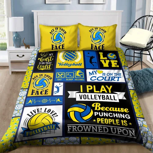 Vista 8 de Juego de ropa de cama de voleibol, edredón de microfibra para deportes, voleibol, tamaño King, Queen, individual, decoración para el hogar