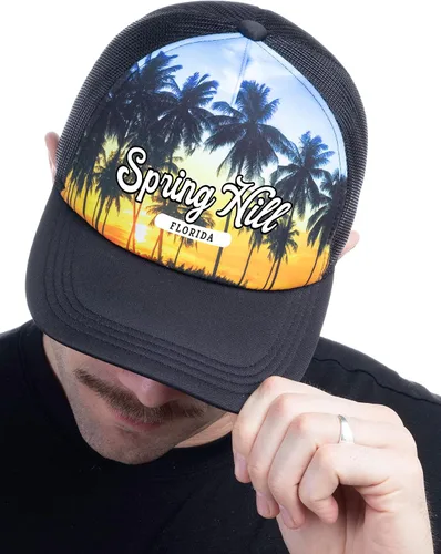 Vista 2 de Beaches of Florida - Sombrero de camionero salvavidas rojo y blanco, sombrero de béisbol floridano para hombres y mujeres