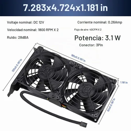 Vista 2 de Wathai Ventilador de ranura PCL para tarjeta gráfica 0.079 x 3.543 in 3.622