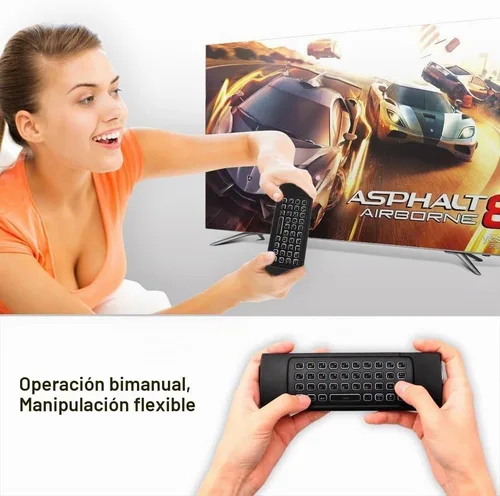 Vista 4 de Air Mouse, MX3 Pro - Mini teclado retroiluminado con control remoto, mini teclado inalámbrico y control remoto de ratón de aire de aprendizaje IR