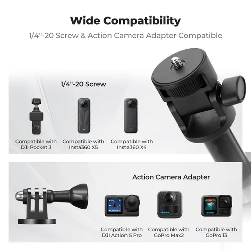 Vista 2 de K&F CONCEPT Palo de Selfie Trípode, Soporte de Luz Extensible de 69" con Tornillo de 1/4" y Control Remoto, Soporte para Teléfono con Cámara Mini