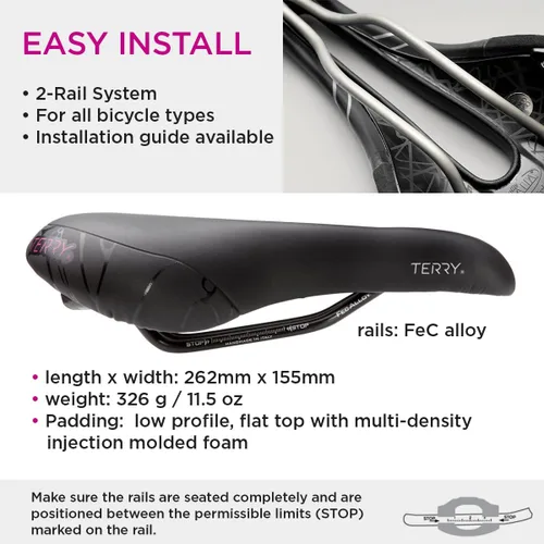 Vista 4 de Terry Butterfly Cromoly - Asiento de bicicleta para mujer - Flexible y cómodo - Funda Dura-Tek