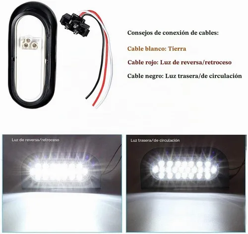 Vista 4 de NPAUTO 4 luces LED ovaladas de 6 pulgadas, 24 luces LED blancas de respaldo reverso, impermeable, parada de remolque, luz trasera para caravanas
