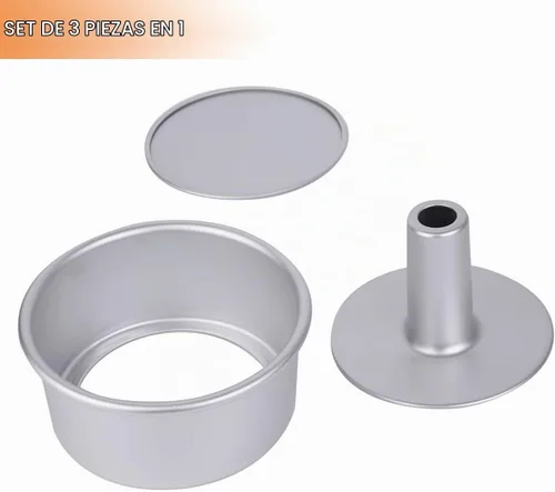 Vista 2 de Molde de pastel de comida de ángel de 6 pulgadas con parte inferior extraíble, molde redondo de aluminio para tartas de gasa, molde para hornear