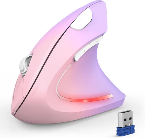 Vista 11 de TECKNET Ratón Ergonómico, Ratón Vertical Inalámbrico Bluetooth, Seguimiento Óptico 4800 DPI, 6 DPI Ajustables, Clics Silenciosos, 2.4GHz