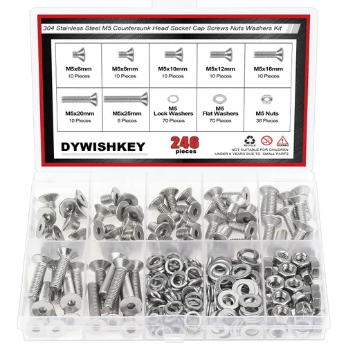 Vista 21 de DYWISHKEY - Juego de 566 piezas M2x 4/6/8/10/12/16/20mm tornillos de cabeza de botón, kit de tuercas y arandelas, tornillos M2, acero inoxidable 304