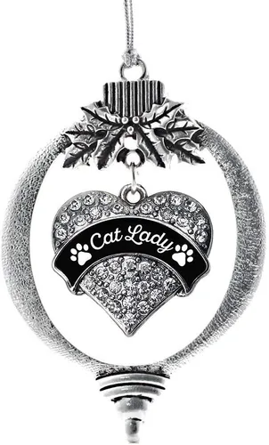 Vista 233 de Inspired Silver Adornos festivos de dije de corazón pave de plata con circonitas cúbicas