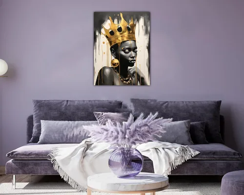 Vista 94 de Arte de pared afroamericano, decoración de rey y reina bailarín negro para sala de estar, arte de pareja de amor negro para dormitorio, lienzo