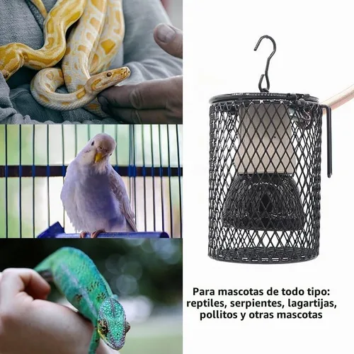 Vista 6 de Lámpara de calor para pájaros, protector protector de calentador de reptiles, cubierta de pantalla de jaula de malla para varias mascotas, incluidos