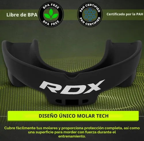 Vista 2 de RDX Protector Bucal para Boxeo MMA Kickboxing Muay Thai Judo Karate - Protector de Mandíbula con Funda de Almacenamiento para Adultos, Artes Negro