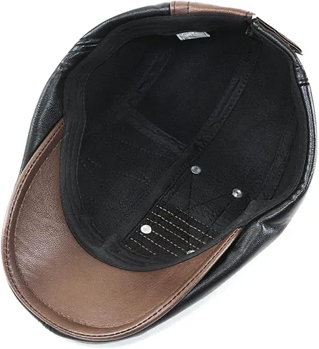Vista 5 de Sombrero de periódico clásico para hombre, gorra plana de piel sintética, sombrero de hiedra de cabbie, sombrero de Gatsby para conducir, caza