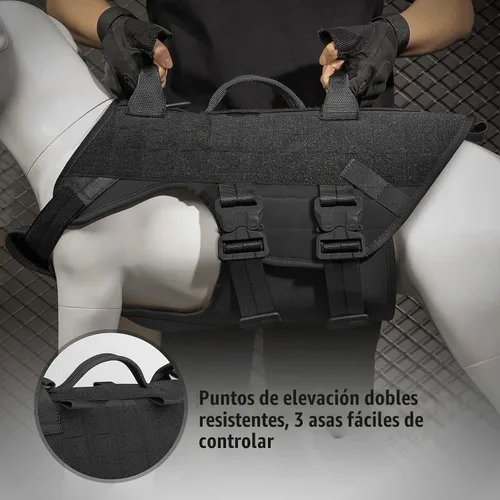 Vista 4 de PETAC GEAR Arnés Táctico para Perros K9 Chaleco de Entrenamiento para Perros Ajustable Acolchado para Perros de Servicio Policial de Trabajo Negro