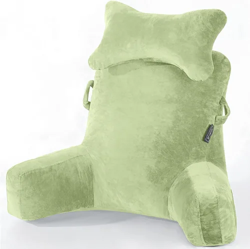 Vista 12 de SLIGUY Almohada de lectura, almohada de descanso para cama con rollo de cuello desmontable y brazo de apoyo superior para sentarse en la cama, sofá