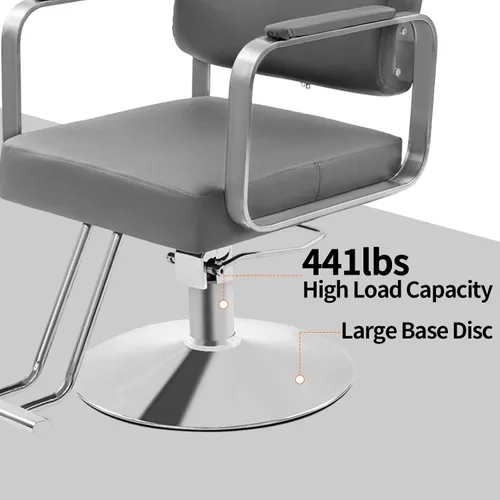 Vista 4 de Silla de peluquería profesional con bomba hidráulica, silla de salón de alta resistencia de 441 libras, asientos de cuero, sillas de peluquería