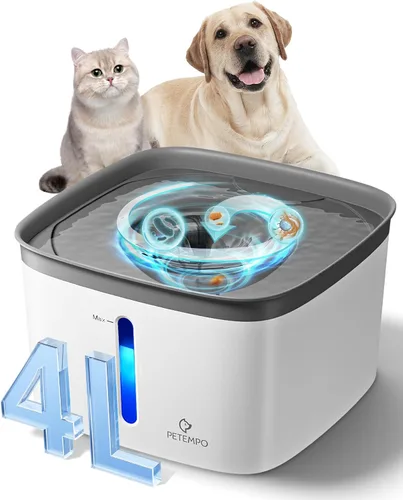 Vista 10 de Fuente de agua para gatos, fuente de agua ultra silenciosa para perros de 135 oz/4 L, diseño de vórtice de limpieza instantánea, fuente de agua