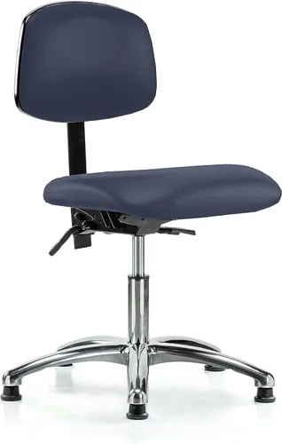 Vista 66 de Perch - Silla de laboratorio con ruedas cromadas con soporte de respaldo ajustable, altura del escritorio de 17 a 22 pulgadas, tela negra