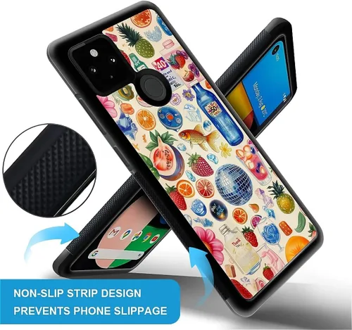 Vista 952 de Compatible con Google Pixel 4A 5G Mobile Case Creative Acrylic Panel trasero Silicona Protección Grip especialmente diseñado para Google Pixel 4A 5G