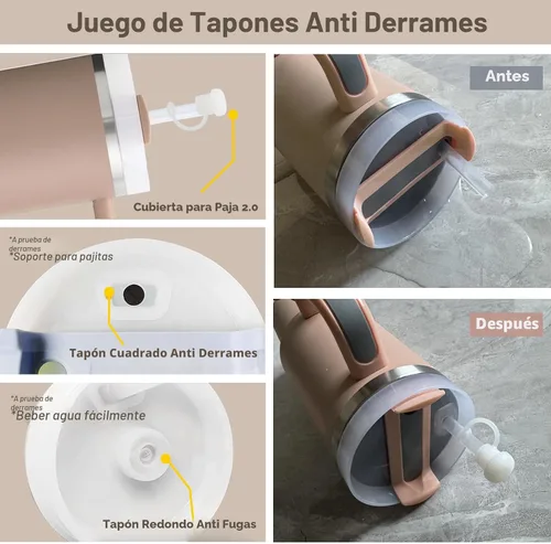 Vista 5 de Juego de accesorios para Stanley Cup, incluye 2 fundas para pajita de 0.4 pulgadas, 1 juego de tapón de silicona a prueba de derrames (juego de 3)