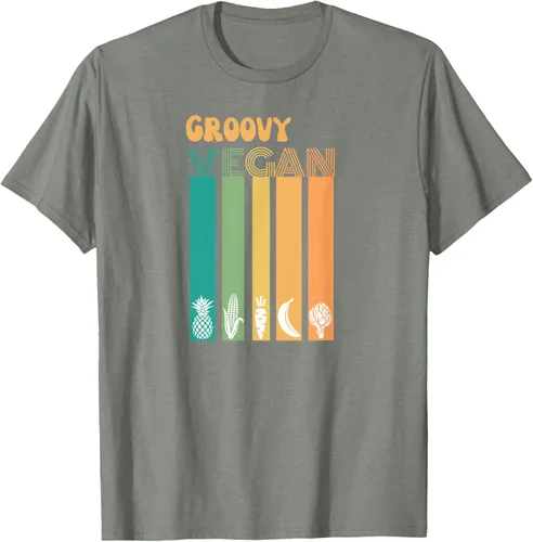 Vista 34 de Groovy Vegan Retro Vintage Cool Veggies 70 80 Flower Power Camiseta, Negro