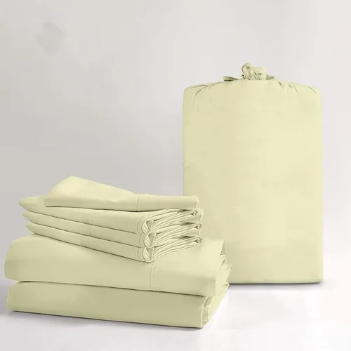 Vista 15 de Juego de sábanas de 100% algodón orgánico certificado real, 6 piezas, 1000 hilos, 1 sábana bajera + 1 encimera + 4 fundas de almohada, se adapta a