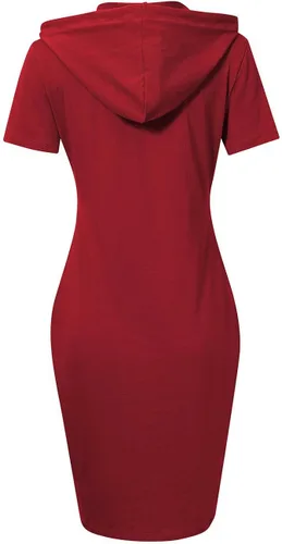 Vista 3 de Vestido MISSKY con capucha, bolsillos, estampado de rayas, hasta la rodilla, ajustado, informal, para mujer