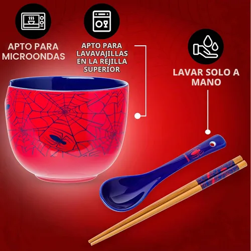 Vista 111 de Silver Buffalo Sanrio Hello Kitty Flowers, cuenco de ramen con palillos Patrón de flores de Hello Kitty