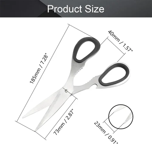 Vista 2 de Utoolmart Tijera de cocina de 7 pulgadas, cizalla multiusos para pollo, aves de corral, pescado, carne, barbacoa, 1 unidad
