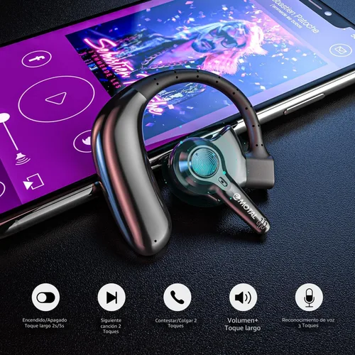 Vista 6 de emotal Auricular Bluetooth con cancelación de ruido AI con micrófono dual para teléfonos celulares, 10 días de espera, 30 horas de tiempo