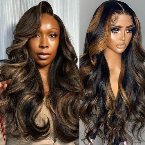 Vista 11 de Peluca de cabello humano ondulado con encaje frontal de 13 x 4, FB30, peluca de cabello humano con reflejos FB30, 200% de densidad, peluca balayage