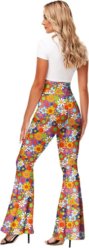 Vista 7 de Deerose Pantalones hippies elásticos de cintura alta para mujer