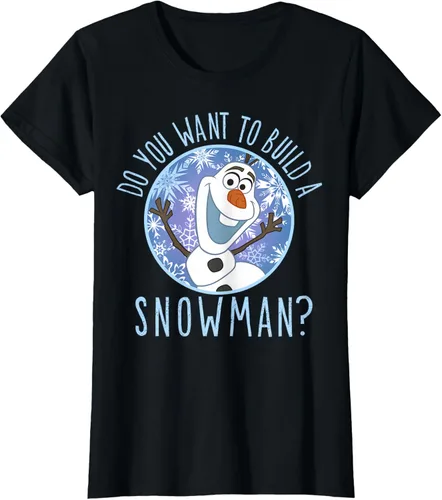 Vista 36 de Disney Camiseta Frozen Olaf con texto en inglés "Do You Want to Build A Snowman Negro