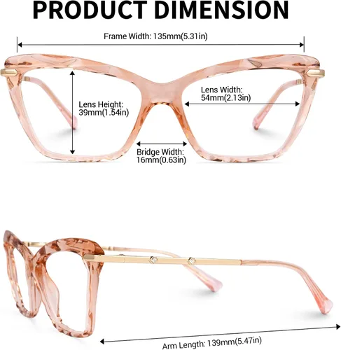 Vista 3 de Zeelool Gafas de bloqueo de luz azul ojo de gato de cristal para mujer Juliet VFP0270