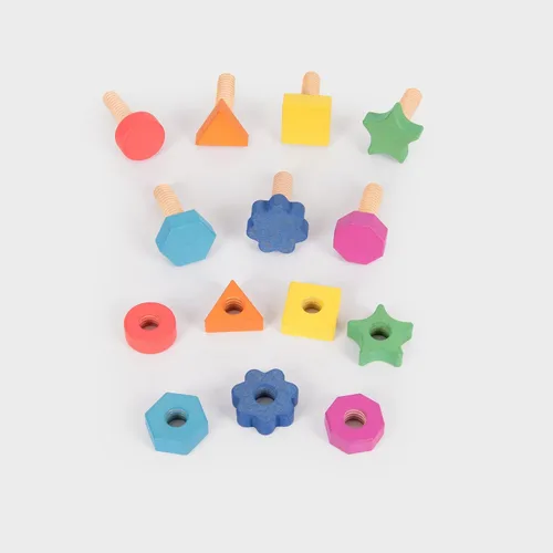 Vista 8 de tickit Juego de 14 tuercas y pernos de madera arcoíris, formas y colores a juego