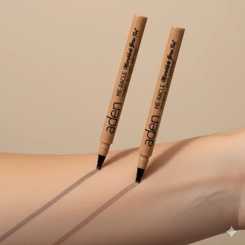 Vista 6 de aden Pluma de cejas Microblading - Lápices de cejas impermeables para mujeres - Lápiz de cejas negro de larga duración - Punta de triple trazo