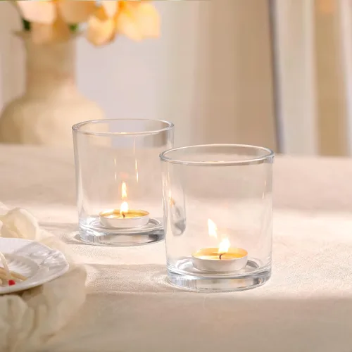 Vista 4 de DARJEN Juego de 6 Portavelas Votivas Transparentes Más Grandes - Portavelas de Vidrio para Velas de Té, Portavelas Transparentes para Bodas, Fiestas