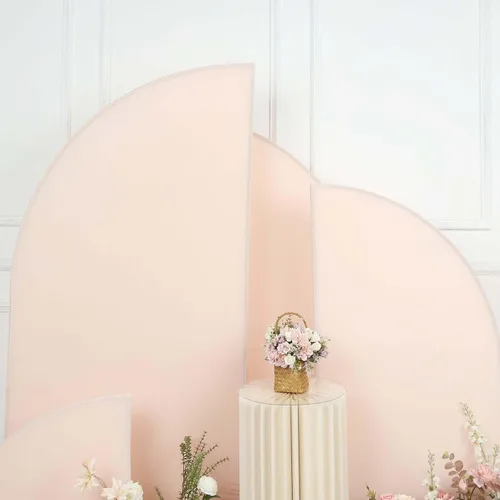 Vista 44 de Efavormart - Juego de 4 fundas de elastano beige para arco de media luna, fundas de telón de fondo Chiara de 2.5 pies a 7 pies para escenarios
