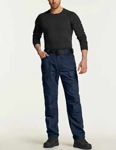 Vista 4 de CQR Pantalones tácticos para hombre, resistentes al agua, pantalones cargo Ripstop, ligeros EDC trabajo, senderismo, ropa para exteriores