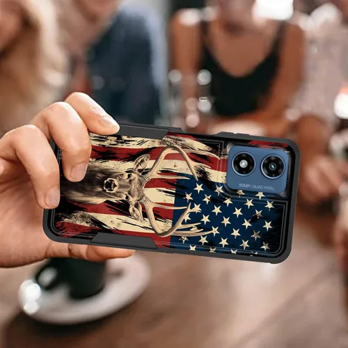 Vista 7 de Funda para Moto G Play 4G 2024, resistente de doble capa híbrida de policarbonato duro, goma suave, a prueba de golpes, funda protectora resistente
