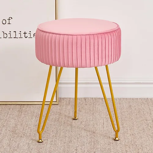Vista 14 de Taburete de tocador de terciopelo, moderno taburete otomano con patas doradas ajustables, silla de maquillaje para tocador, silla de tocador pequeña