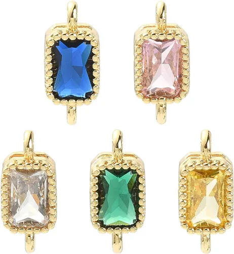 Vista 14 de Ipotkitt - 20 piezas de dijes de cobre con circonita cúbica micropavé en forma de flor con anillo de salto, dijes con forma de planta y flor
