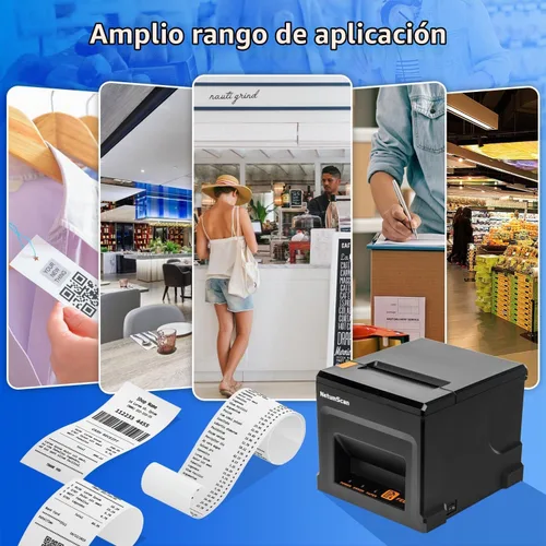Vista 7 de NetumScan Impresora de Recibos POS de 80 mm 300 mm/s Impresora Térmica de Recibos USB con Cortador Automático, Cajón de Efectivo, Interfaz USB