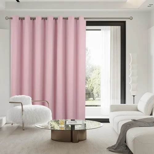 Vista 2 de BGment Cortina Oscurecedora para Puerta Corredera, Cortina Divisoria Opaca Ancha para Sala de Estar de 84 Pulgadas de Largo, Cortina Térmica de Rosa