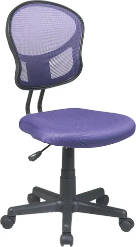 Vista 5 de OSP Home Furnishings Serie EM - Silla de trabajo sin brazos con respaldo de malla con asiento de tela acolchada y giro de 360 grados, color verde