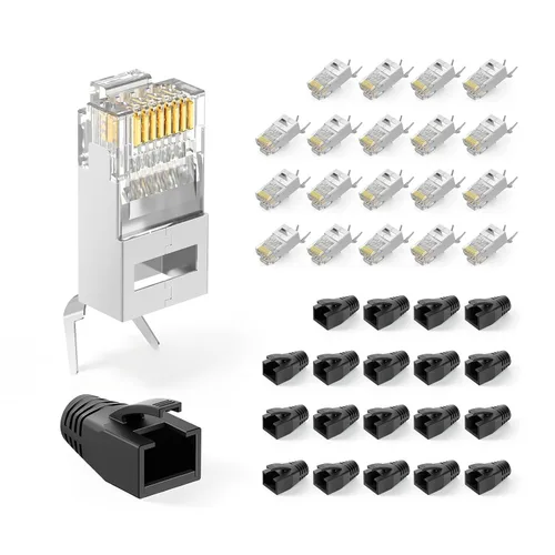 Vista 12 de VCELINK Conector CAT6A, conectores RJ45 pasan a través de CAT6A CAT7 blindado, chapado en oro de 3 clavijas con certificación UL, conector CAT7
