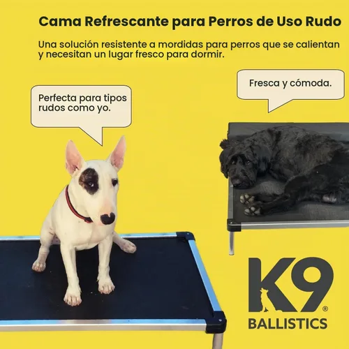Vista 2 de K9 Ballistics Cama Cot Elevada de Enfriamiento para Exteriores a Prueba de Masticación para Perros Pequeños y Cachorros - Prácticamente Malla Negra