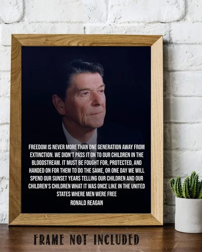 Vista 7 de REGALOS DE LUJO AMERICANO Arte de pared con cita patriótica – “La libertad está a una generación de distancia” – Cartel de retrato presidencial