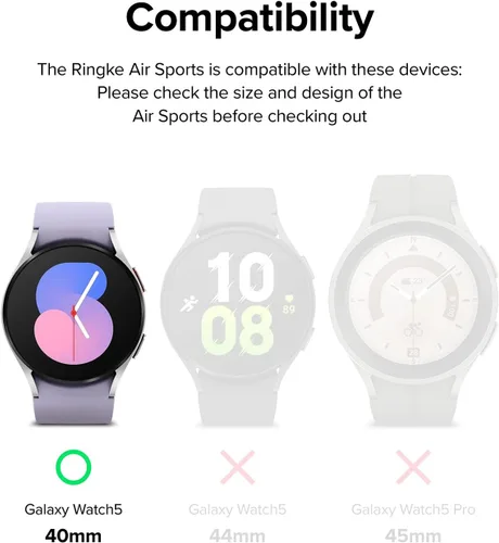 Vista 2 de Ringke Air Sports - Funda compatible con Samsung Galaxy Watch 5 de 1.575 pulgadas (1.575 in), suave, flexible, ligera, delgada, de poliuretano