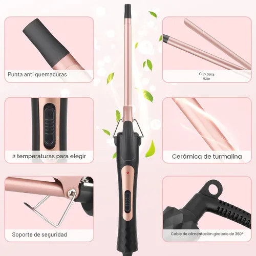 Vista 4 de Rizador fino, rizador pequeño de 3/8 pulgadas para cabello corto y largo, barril pequeño de cerámica con 2 temperaturas para rizos apretados