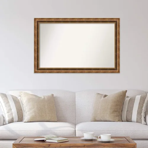 Vista 1113 de Amanti Art Espejo de pared personalizado no biselado (25 x 25 pulgadas), marco de bronce acentuado, varios tamaños personalizados, espejo de baño