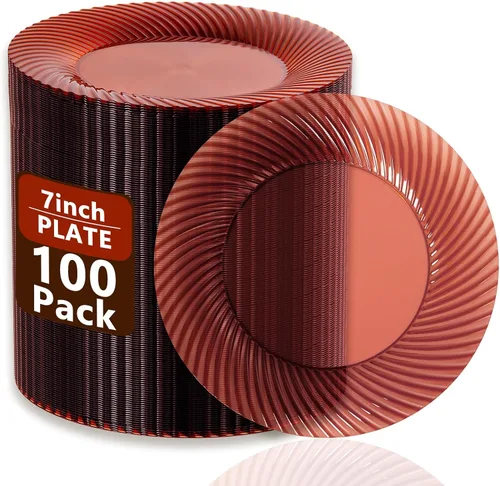 Vista 13 de I00000 - Platos de plástico azul de 7 pulgadas, 100 platos desechables de postre resistentes, platos de ensalada azules desechables, platos duros